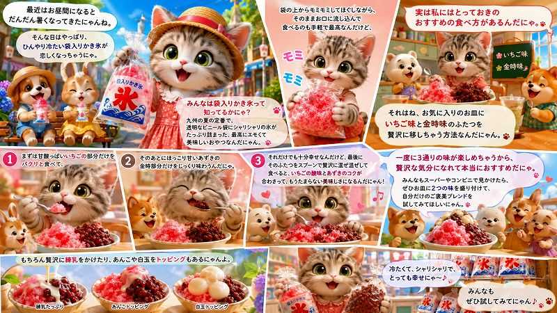 リーズナブルなお値段のビニール袋入りかき氷