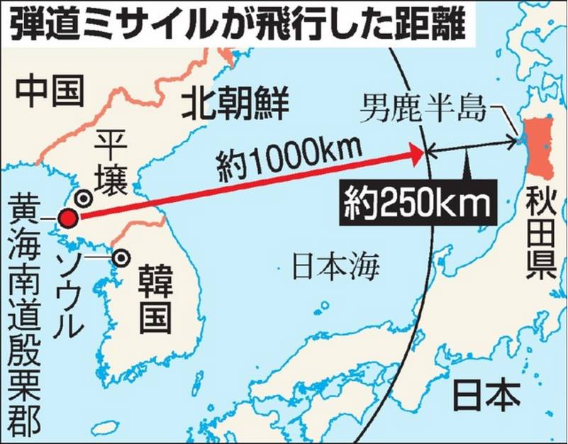 北朝鮮のミサイル発射、秋田沖250km | 足湯でよもやま話(笑 ...