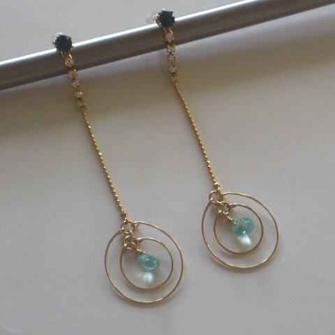 ロンドンブルートパーズ×アパタイトピアス 