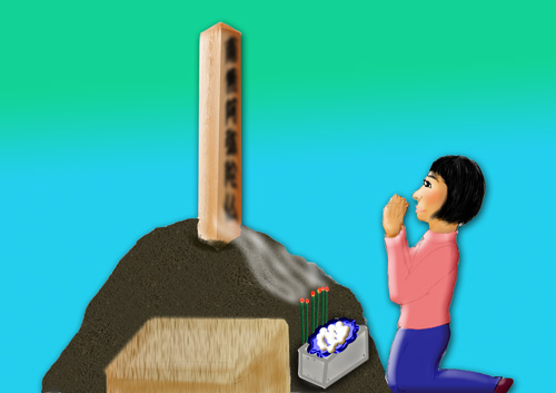 墓標の前で.jpg