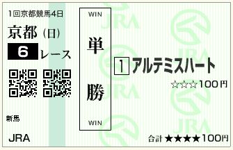 アルテミスハート(130113)単勝