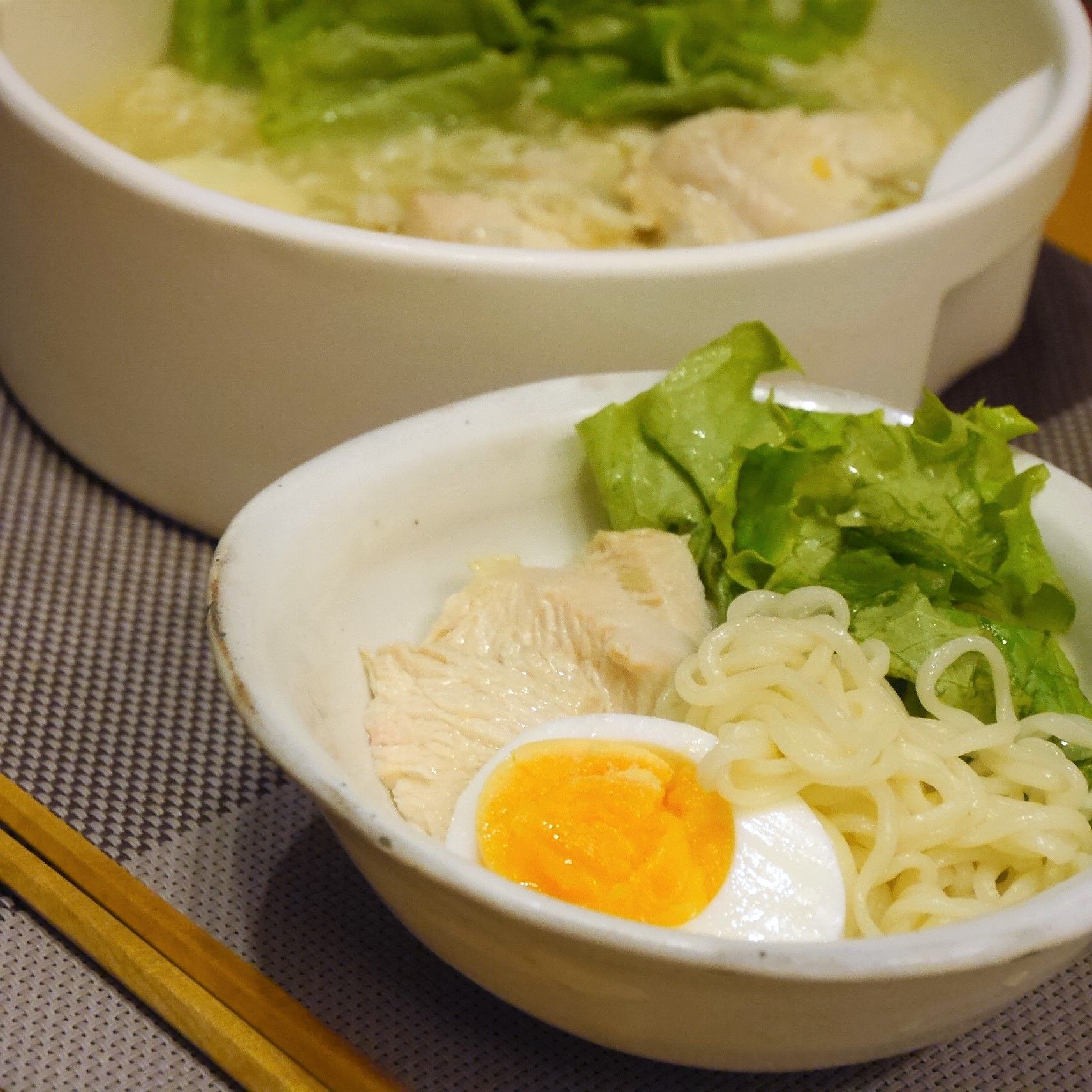 ラーメンスープの残りでたまごスープ_とりわけ