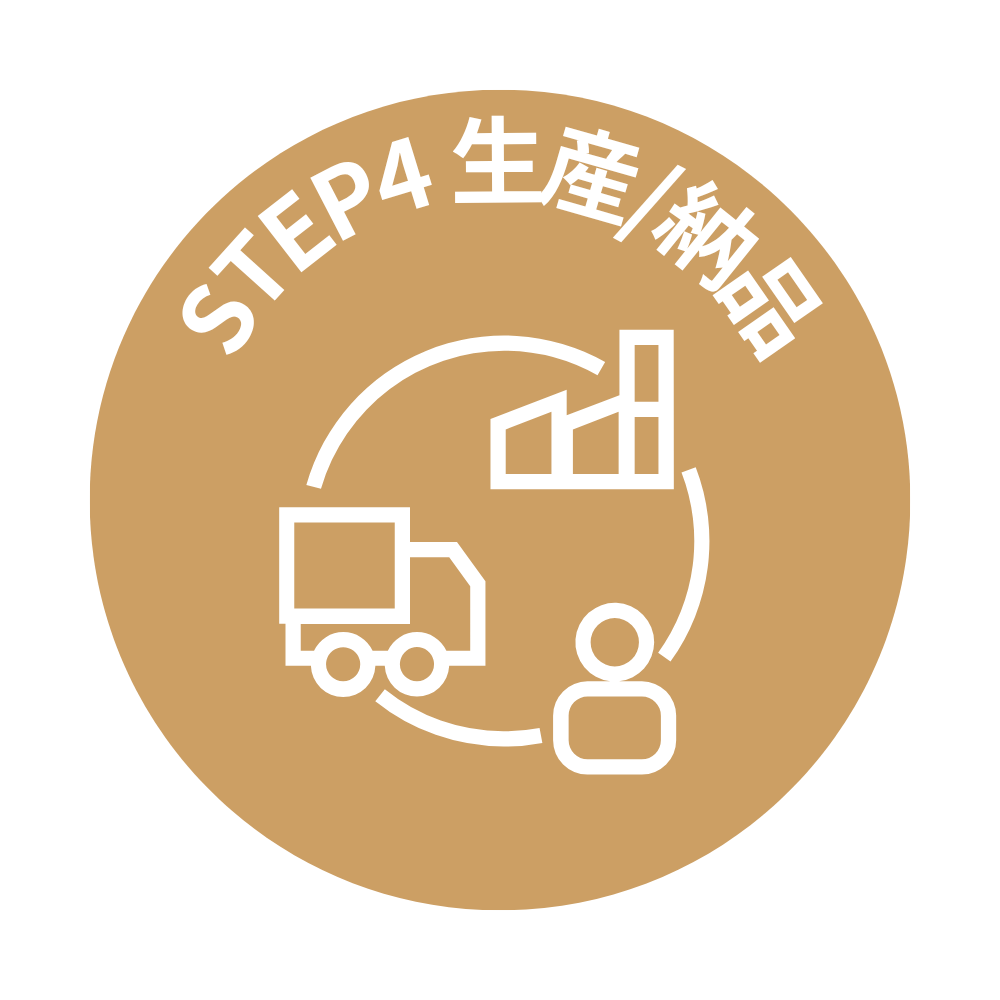 完成したお守りが段ボールで納品されるイラスト