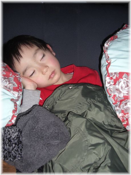 疲れて寝てしまった孫クン