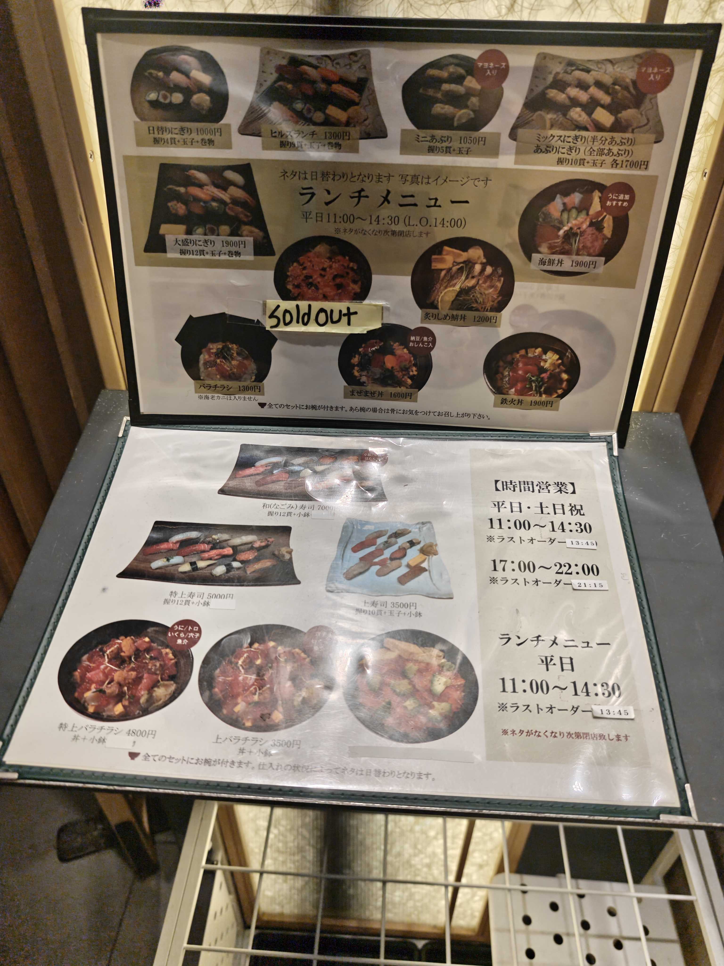 虎ノ門ヒルズ 寿司屋　阿部ちゃん　ランチメニュー
