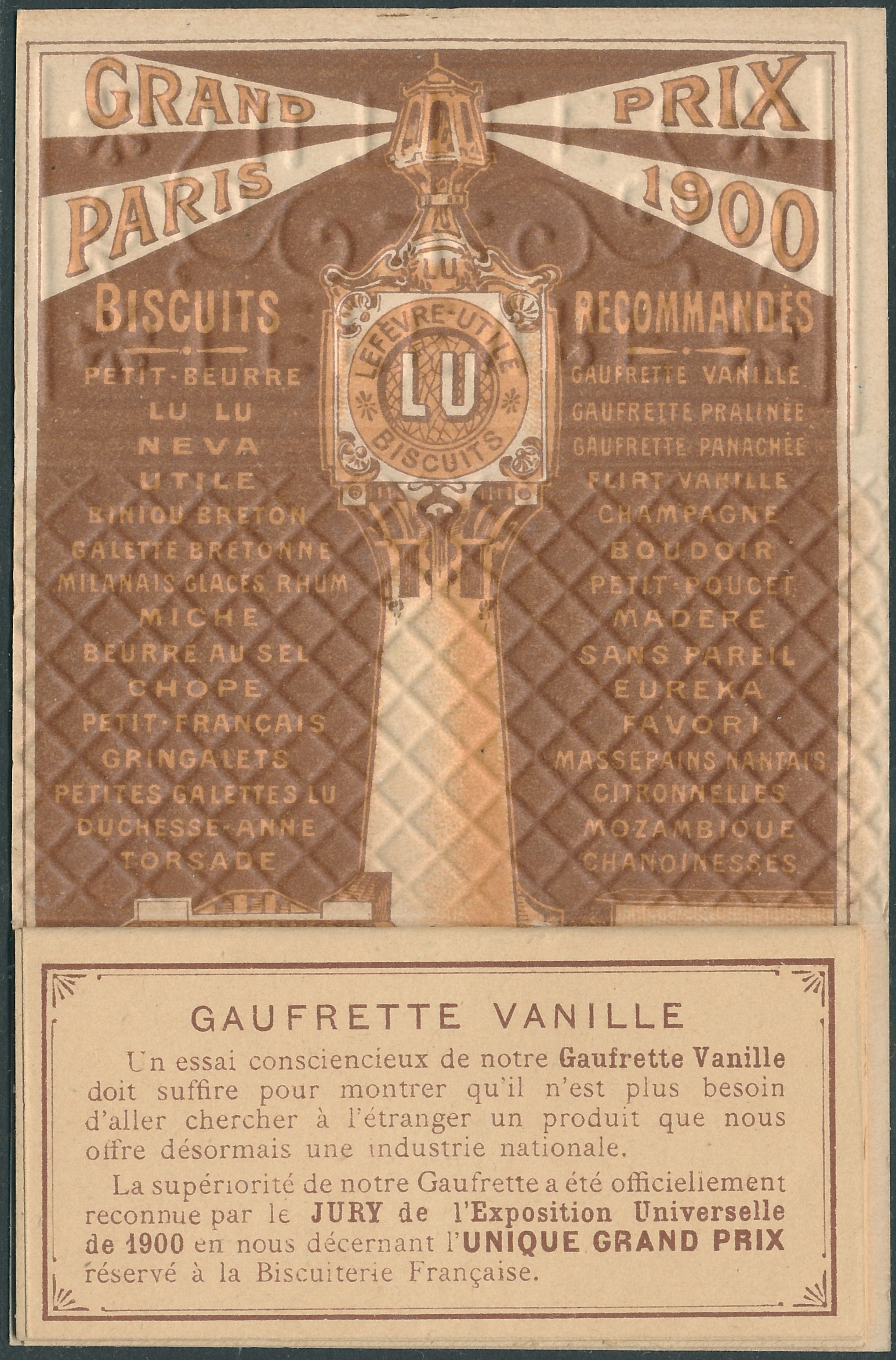 LUビスケット　エンボス加工Lefevre Utile 1900年カレンダー LUビスケットエンボス加工Lefevre Utile 1900年カレンダー