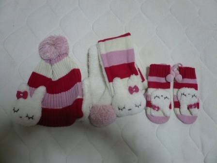 KPニットプランナー2015クリスマスフェア購入品ｍｉｍｉちゃん帽子手袋マフラー.JPG