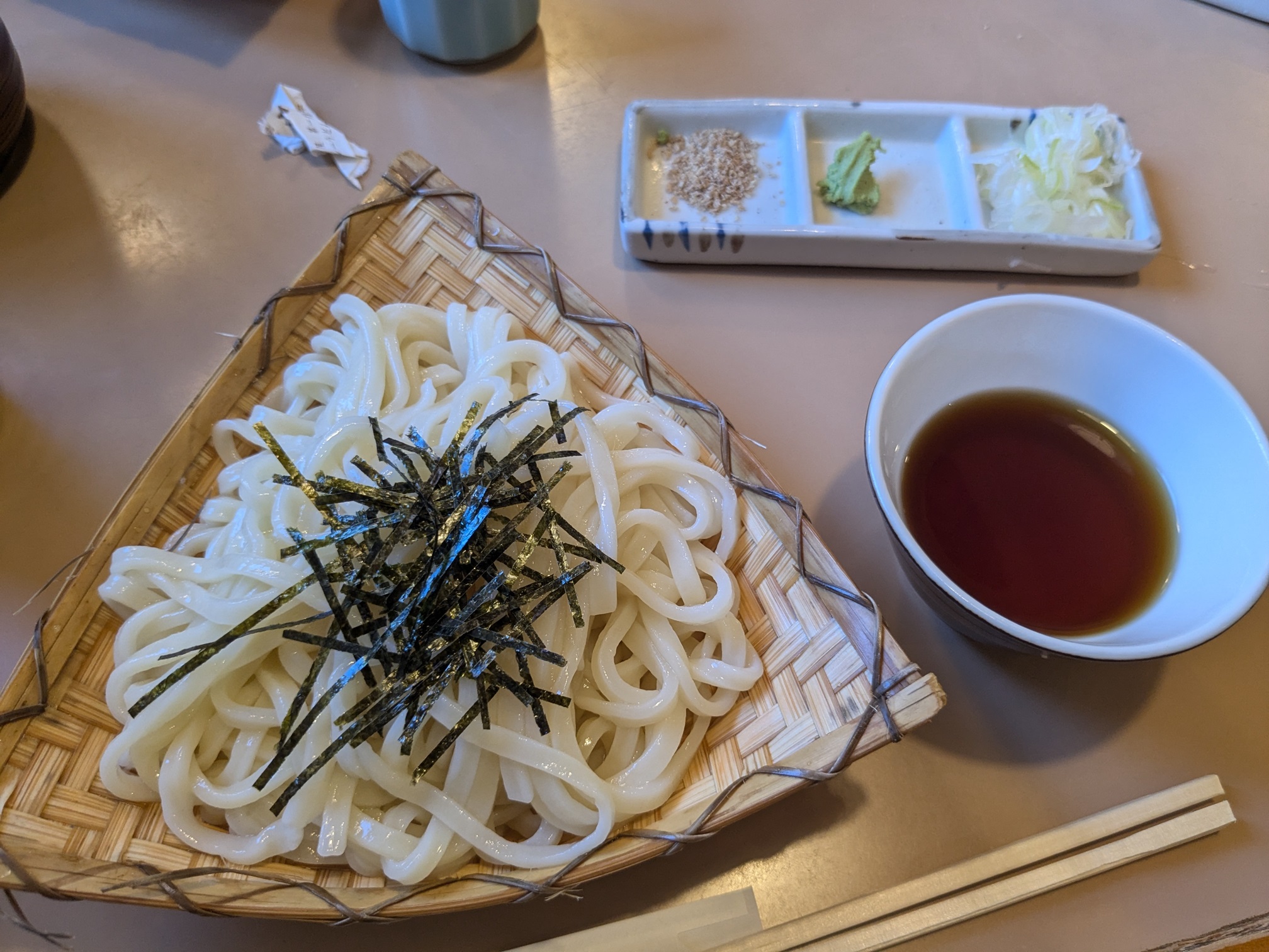 群馬県渋川市伊香保町　水沢うどんの老舗 大澤屋　朝食　ざるうどん