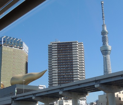 浅草行き隅田川水上バス　スカイツリー
