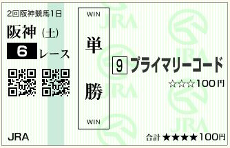 プライマリーコード(140329)単勝