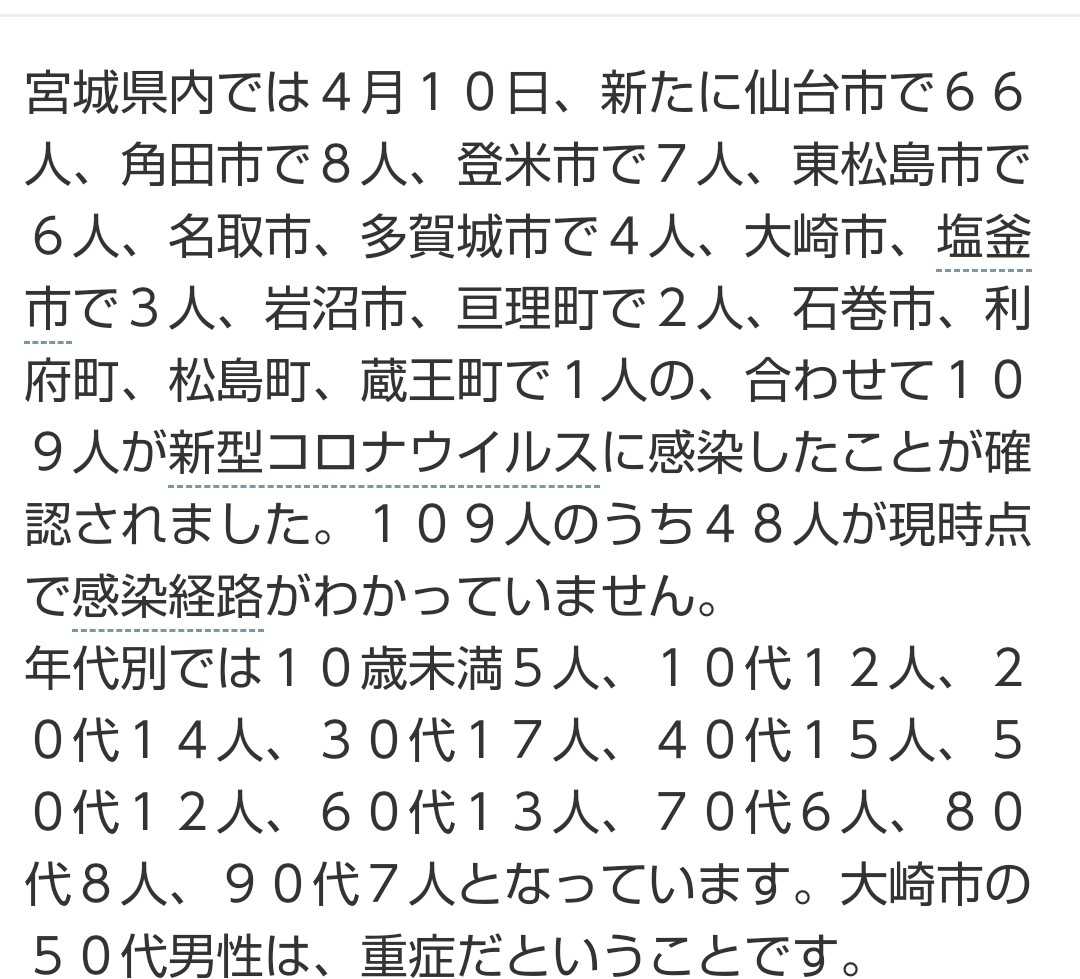 宮城県 コロナウイルス感染 21 04 10 クルツ100の糖質投資ブログ 楽天ブログ