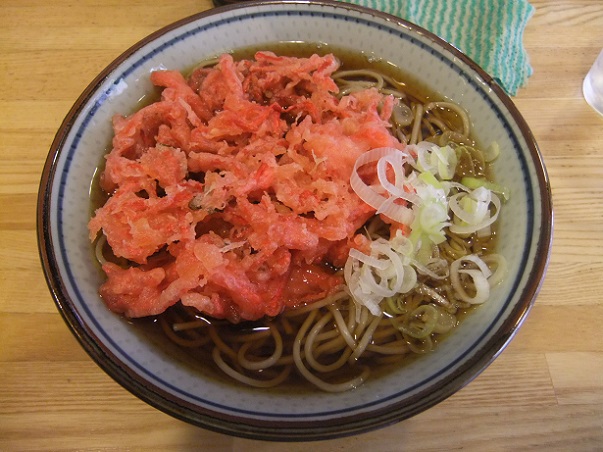 福そば＠人形町の天ぷらそば(紅生姜)１