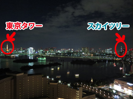 二つのビッグタワーレインボーブリッジから