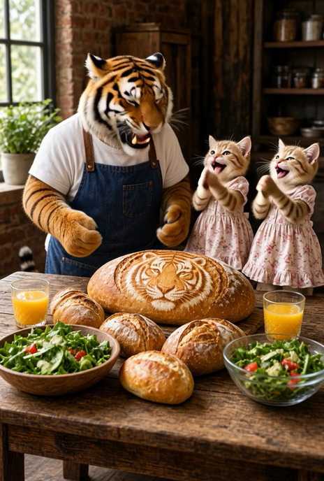 寅パパの手作りパンを見て喜ぶ子猫たち｜おいしい小麦粉の日