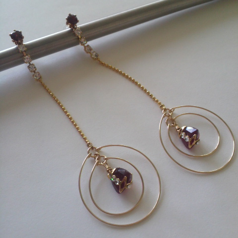 ガーネット×ルビースタッドピアス 