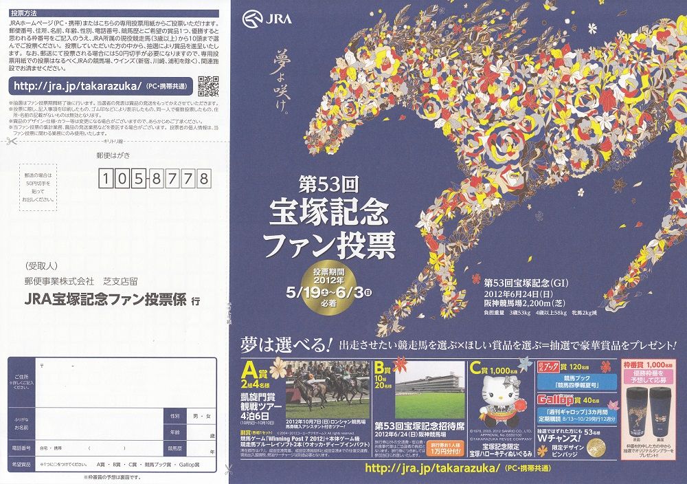 宝塚記念】ファン投票用紙の10年（第49回～58回） | 白い稲妻