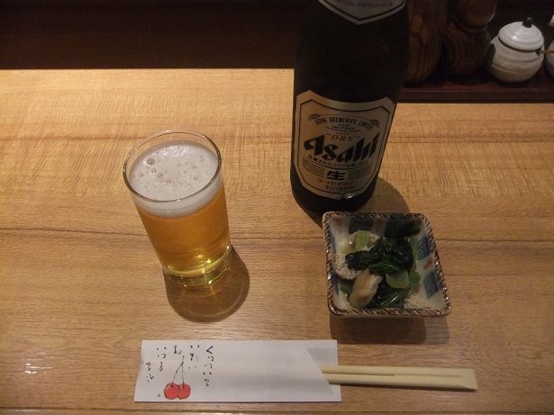 千住仲町・蕎麦こみやの瓶ビール500円＋100円20150620千住仲町・蕎麦こみやの瓶ビール