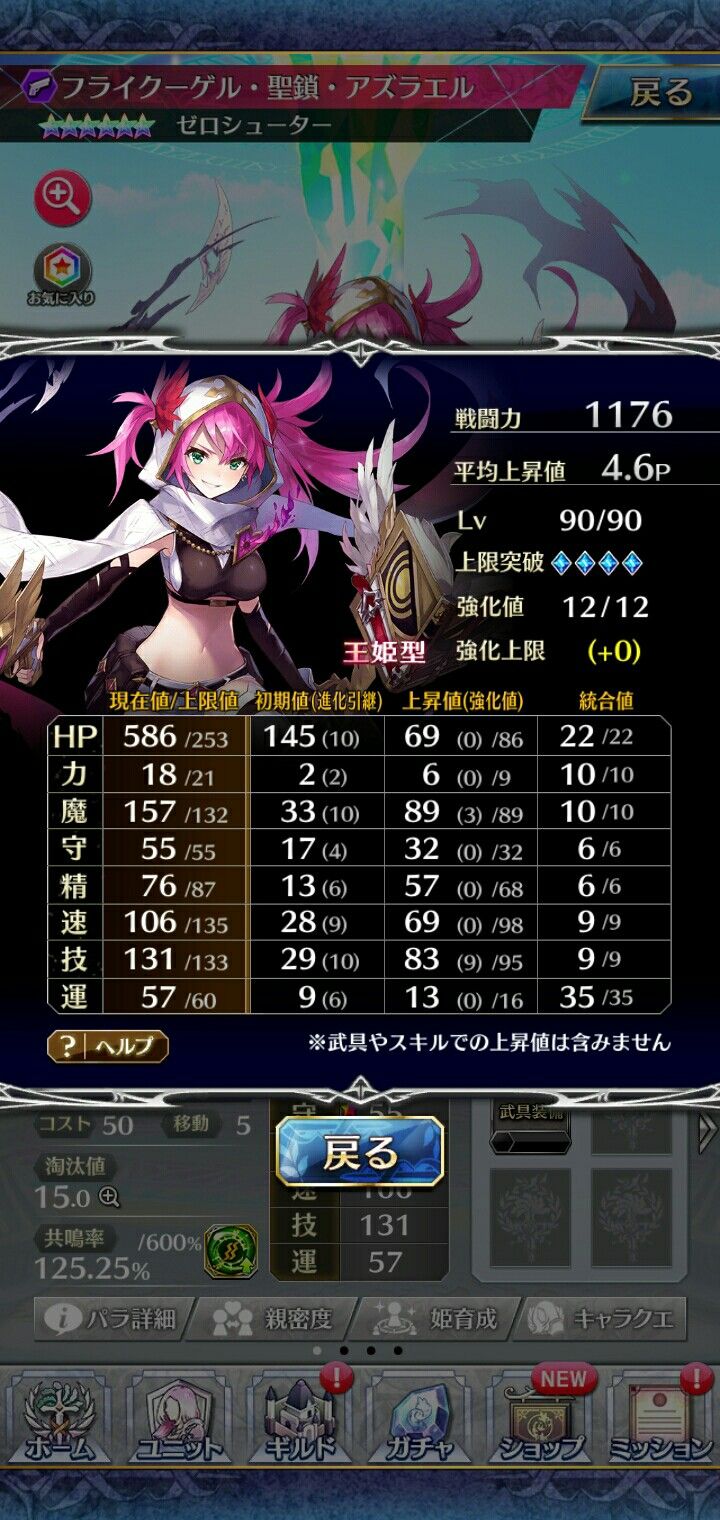 フライクーゲル 聖鎖 アズラエル 王型 育成結果 フュトのファンキル日記season2 楽天ブログ