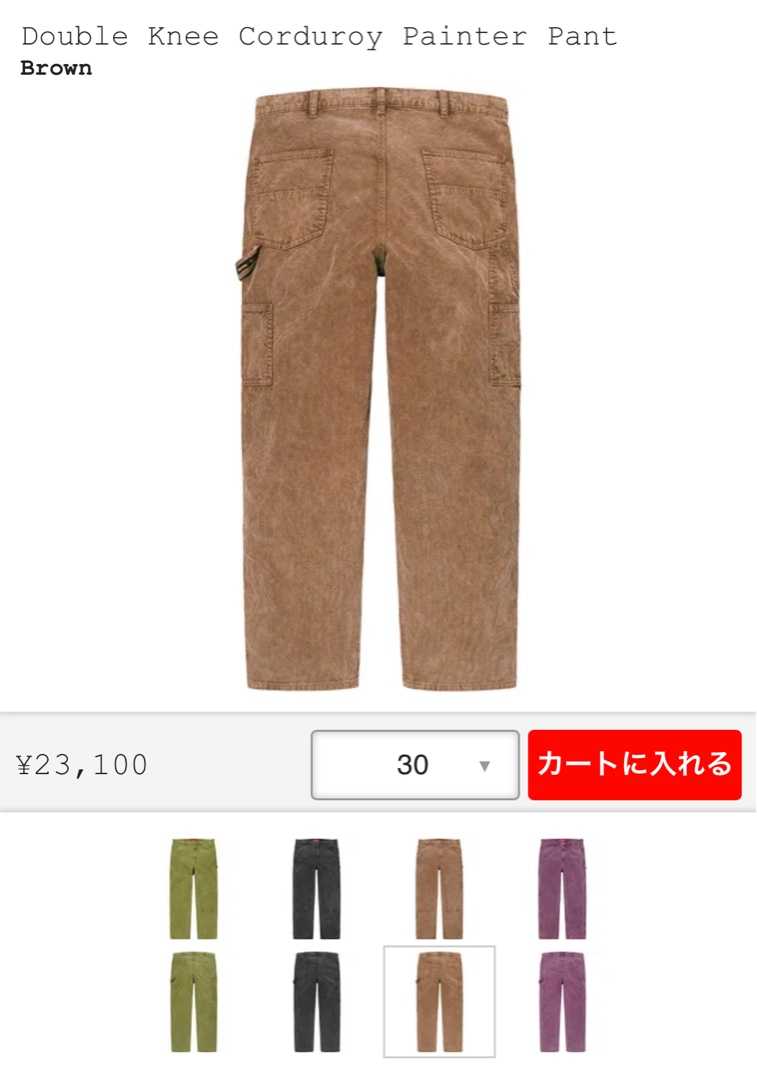 Supreme - 名作 国内正規 supreme 17aw Corduroy Work Pantの+