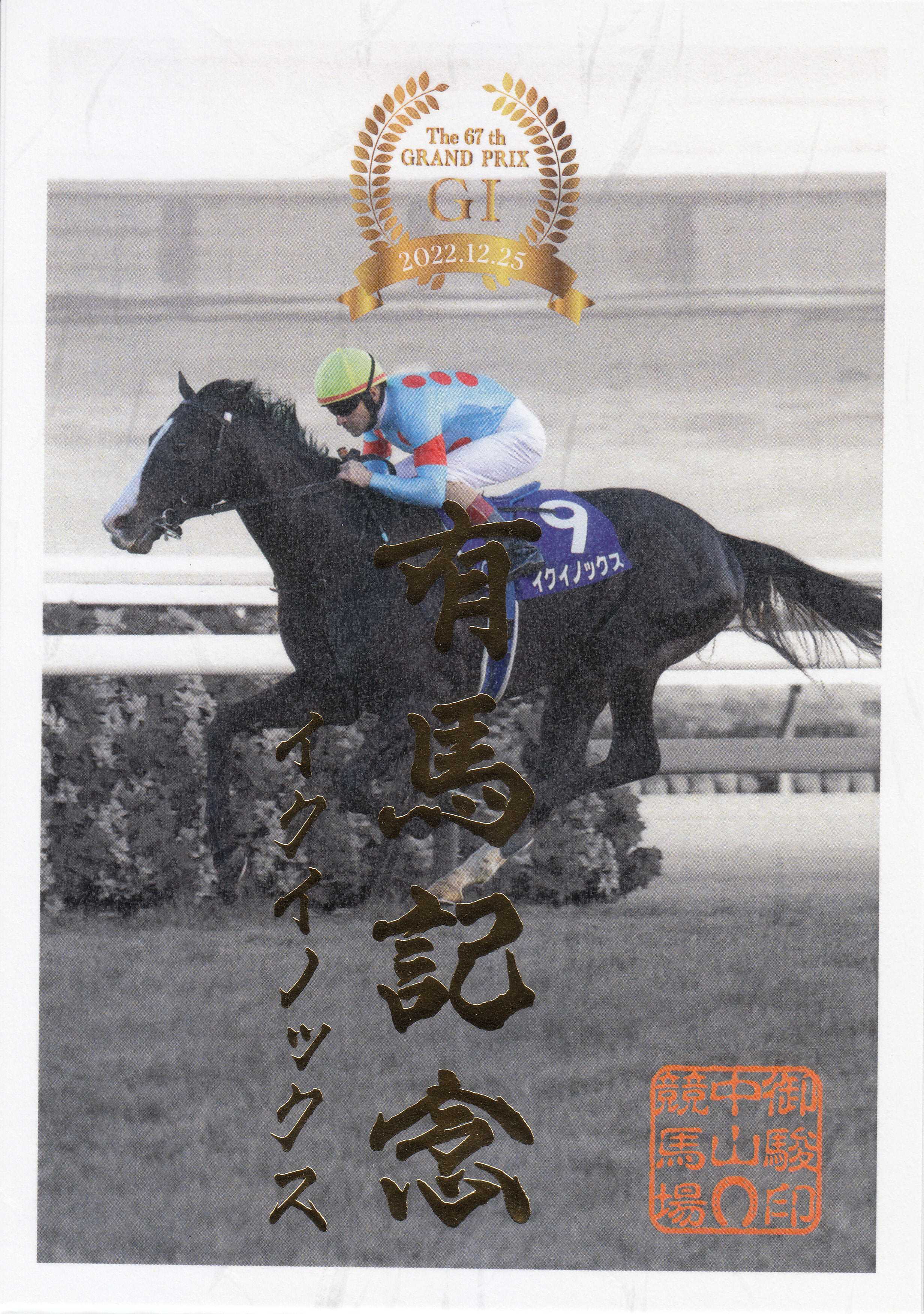 競馬グッズ】 御駿印（ＪＲＡ京都競馬場） | 白い稲妻・多摩の黒酢