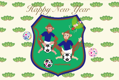 サッカーとサルの年賀状2016テンプレート