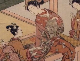 鈴木春信「縁先美人図」