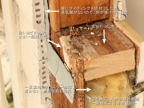 窓撤去後の壁の断面