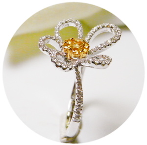 綺麗なダイヤモンド１００石で創る　花指輪　　９　　横濱元町エクセル宝飾