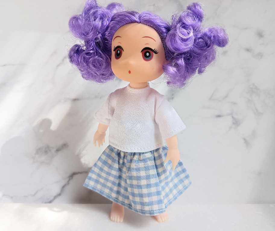 セリア ドール服 1/12サイズTシャツとチューブトップワンピチェック