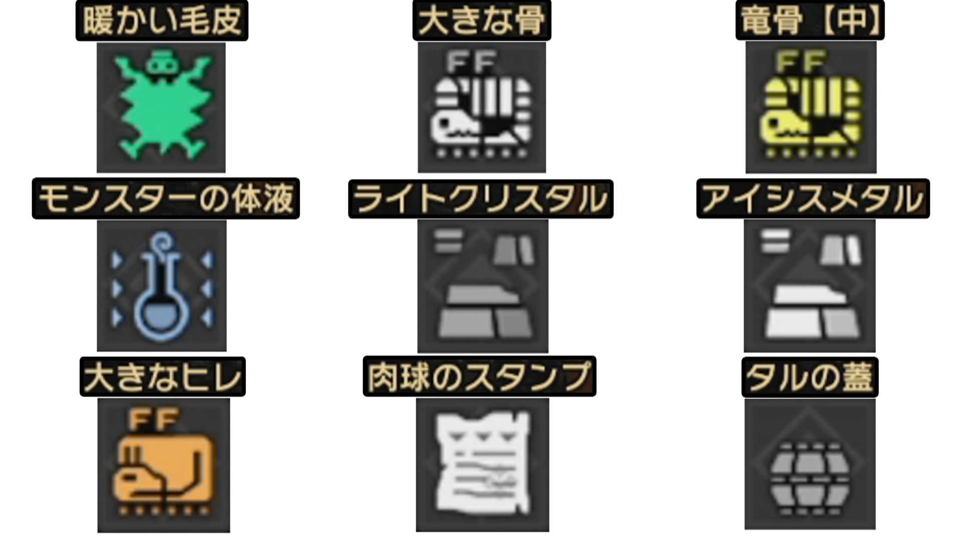 モンハンライズ 序盤 ９種の素材の集め方 暖かい毛皮 大きな骨 大きなヒレ モンスターの体液 ライトクリスタル 竜骨中 肉球スタンプ タルの蓋 アイシスメタル モンスターハンターライズ ゲームボーイまことのゲーム攻略とブログ小説 楽天ブログ