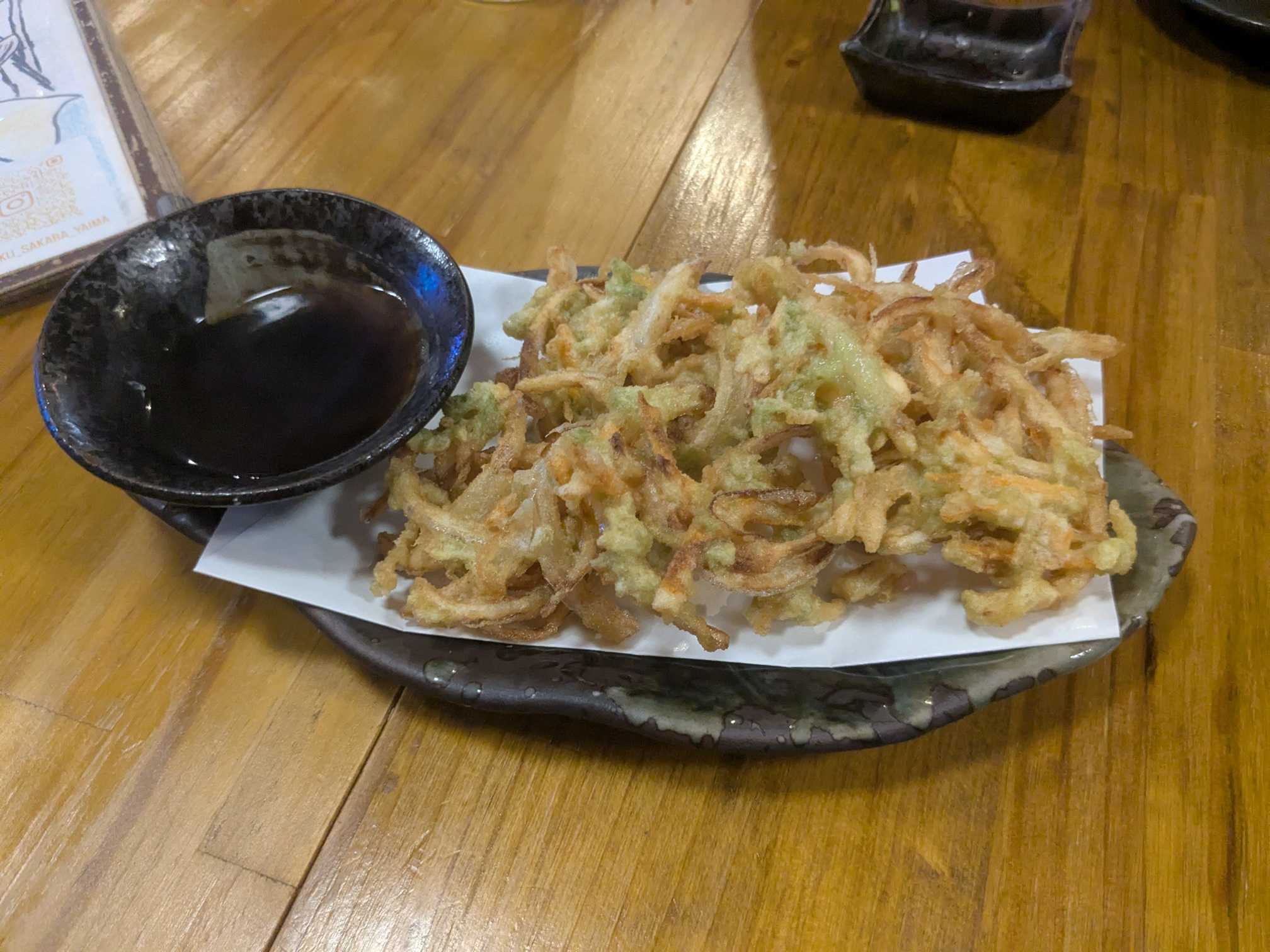 西表島 ゆんたく酒場 八重山　子連れ夕食　アーサの天ぷら