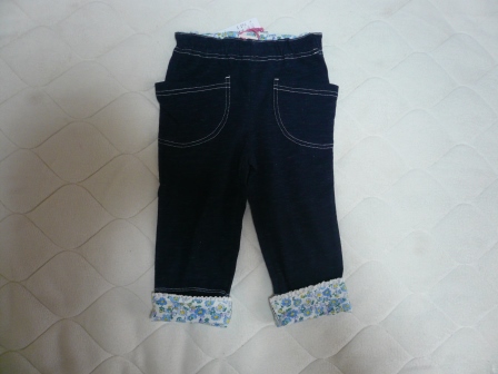 KPニットプランナー2016SSデニム風ニットツイル 7分丈パンツ紺110cm.JPG