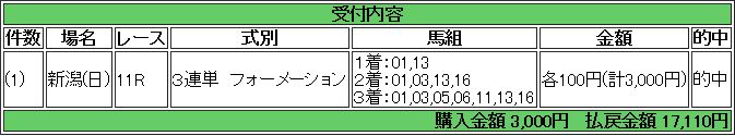 13.関屋記念（三連単フォーメーション）