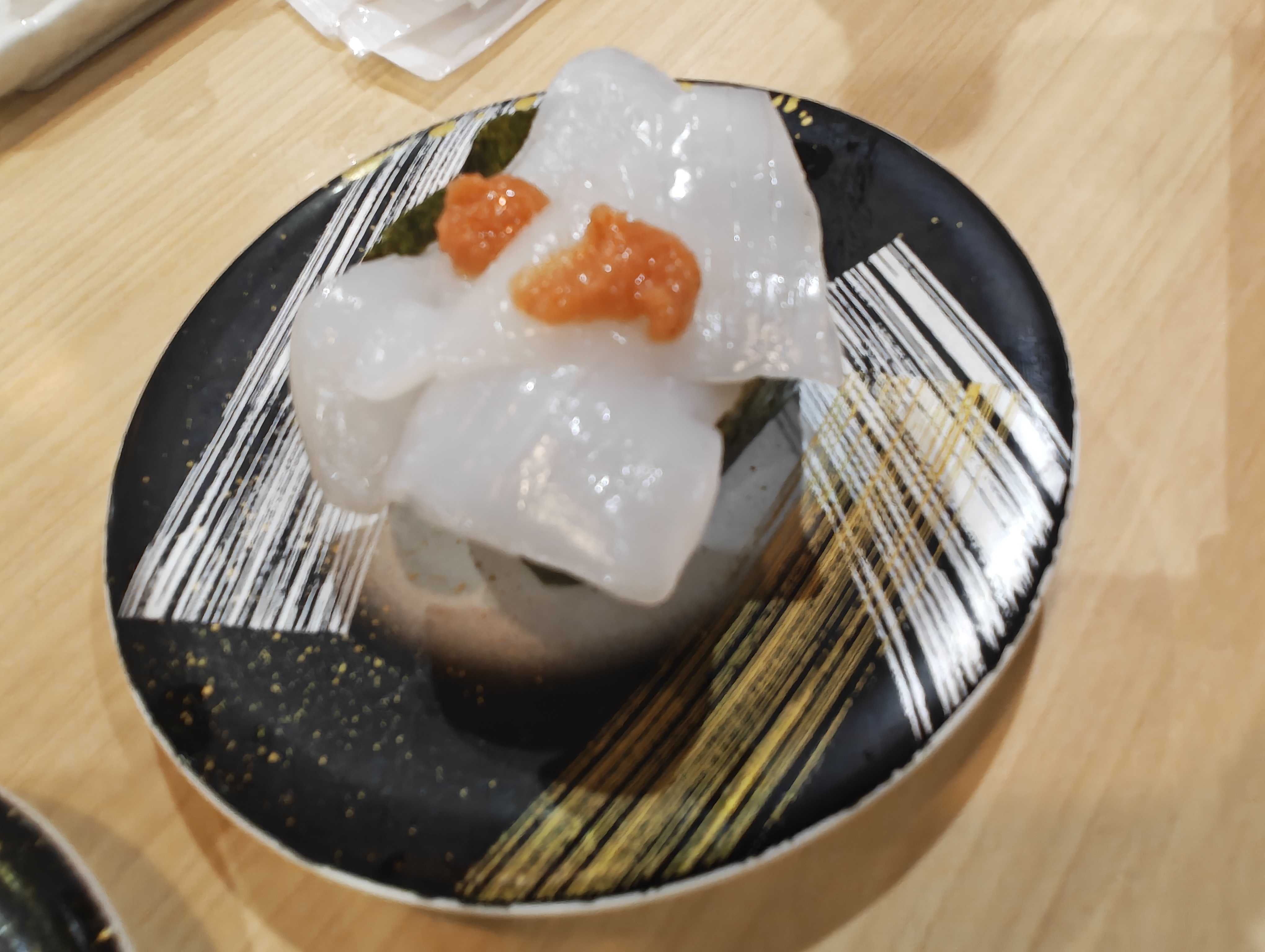 大洗 魚市場前 回転寿司　お魚天国 いか明太(かねふく)