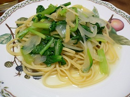 小松菜のジンジャーペペロンチーノ