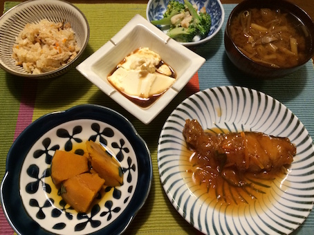 2015.10.14白身魚のあんかけ＆かほ?ちゃ甘煮＆寄せ豆腐1.jpg