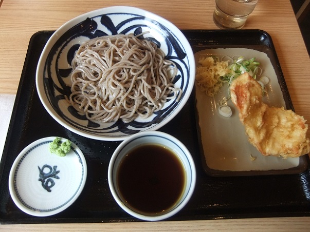 谷中２丁目・越後製麺のもりそば＋鶏かしわ天