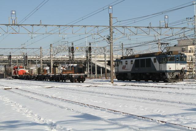 雪晴れの東京 新小岩信号場2