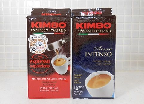 本場ナポリの KIMBO エスプレッソ粉（深煎り珈琲豆）でカフェラッテ