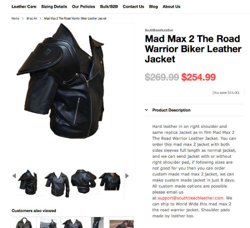 South Beach Jacket Mad Max 2 The Road Warrior Biker Leather Jacket