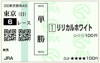 リリカルホワイト(150614)単勝