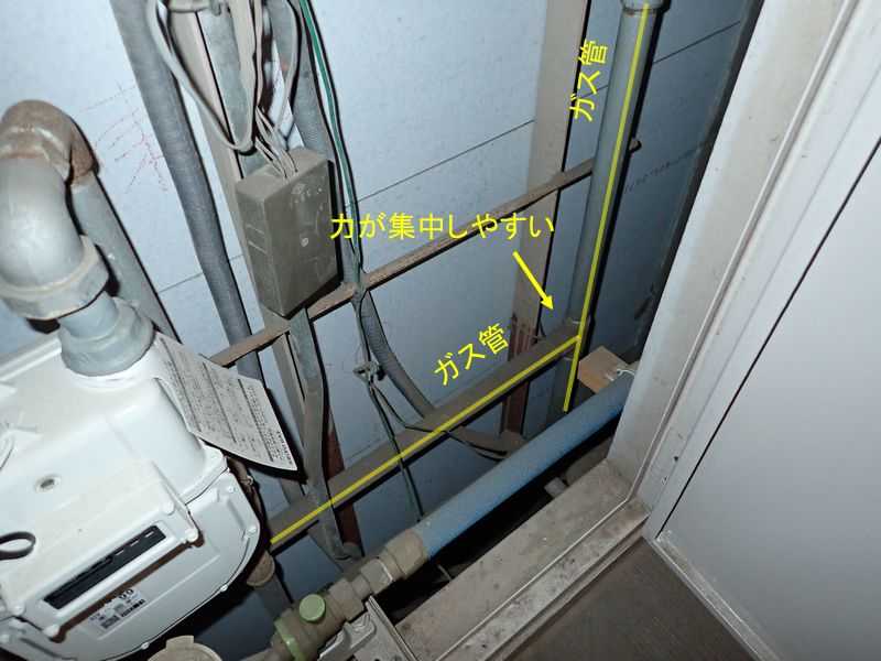 ガス管接続部
