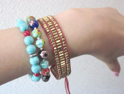 トンボ玉シルバー ブレス 8mm玉 1200円+メール便160円民族アクセ ラパヌイ4.JPG