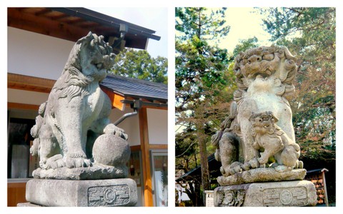 足羽神社の狛犬コラ－ジュ