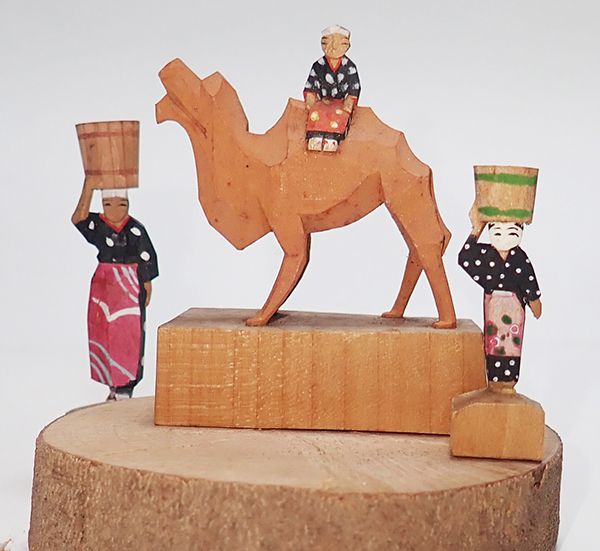 美品大正時代 紙袋付◆伊豆大島 あんこさん『中山』民芸 5枚1組 木版画 絵葉書 1-1.jpg