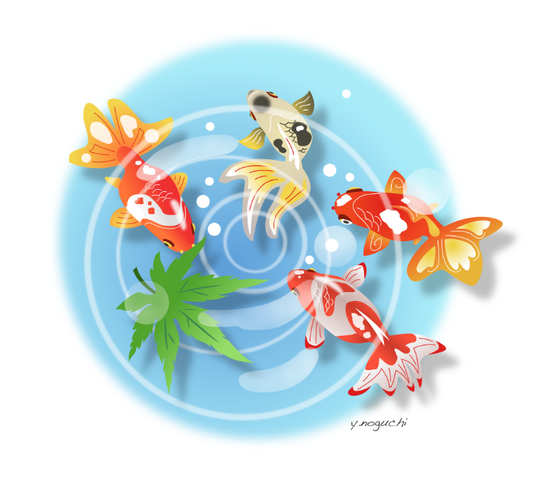 涼しげな夏のhp素材イラスト 風鈴金魚イラスト Noguchi S Worldへようこそ 無断転載禁止 楽天ブログ