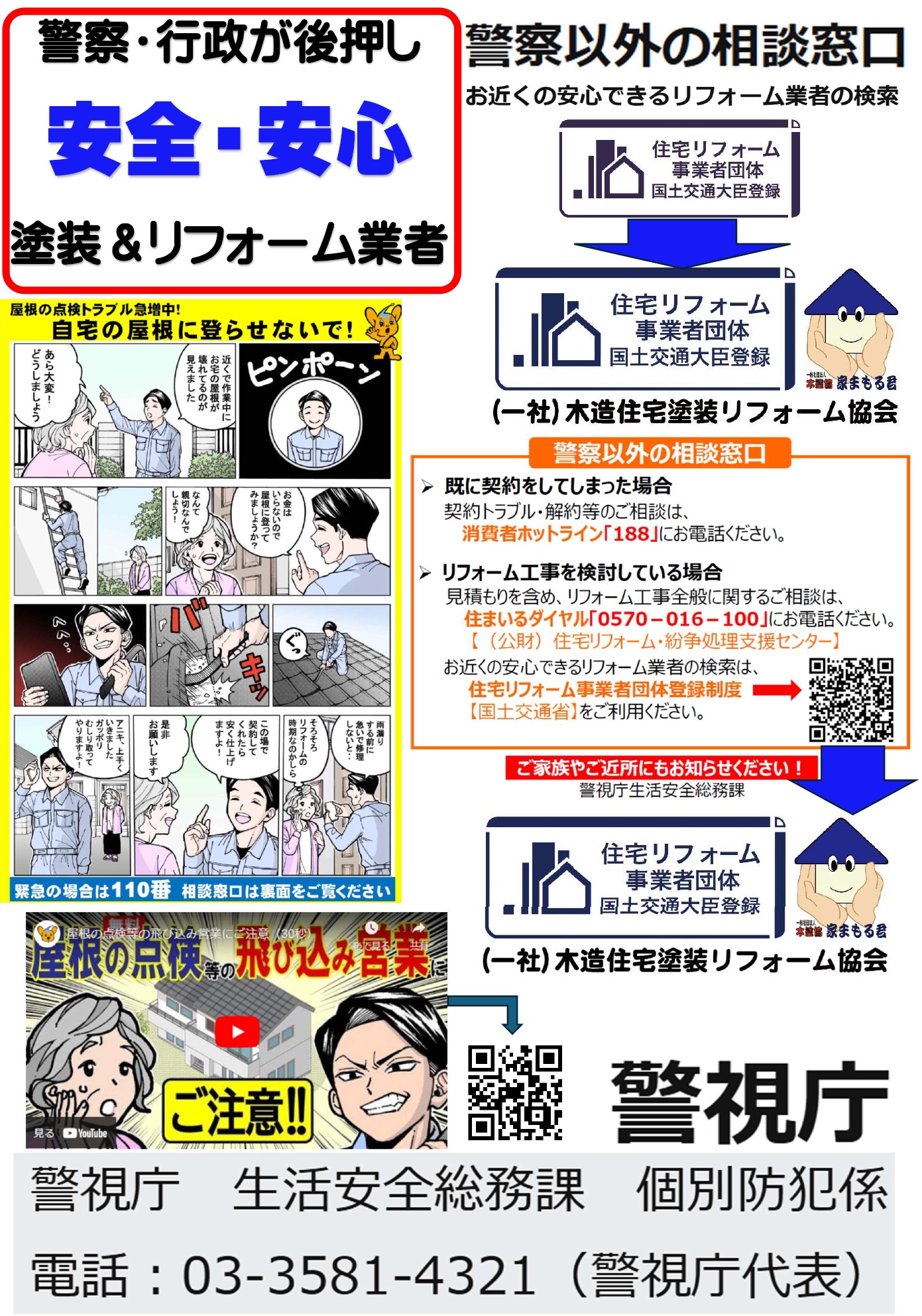 警視庁のチラシ「点検商法・訪問販売」注意喚起＋国土交通大臣登録団体は「あんしんリフォーム事業者」です |  住宅外壁＝窯業サイディング材＝の専門家（この道～４３年＝日本でトップです） - 楽天ブログ