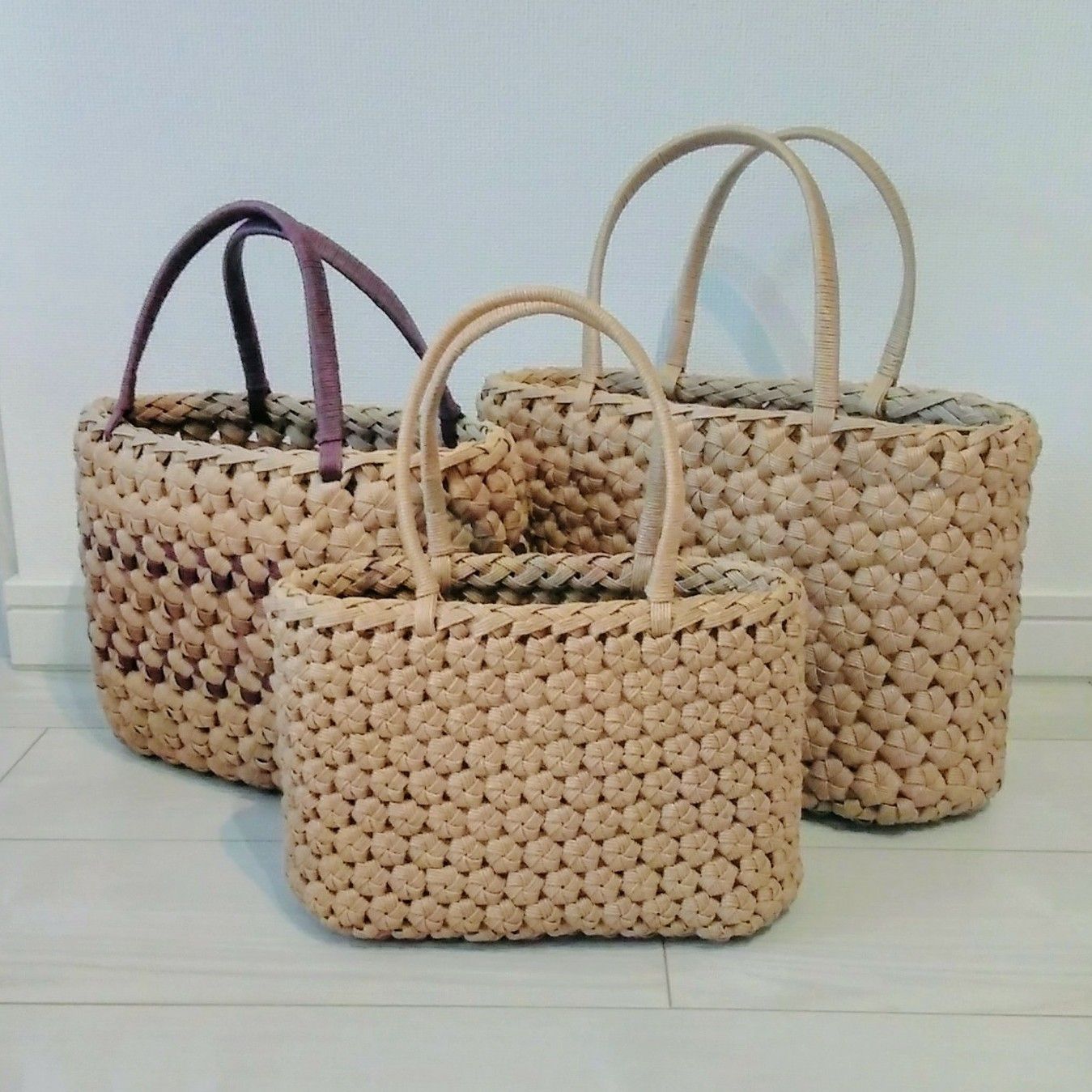 花結び編みのかごバッグを作りました 気まぐれパンダの生活 楽天ブログ