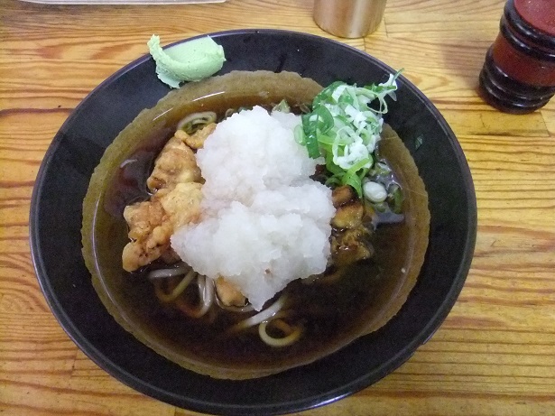 一由そば@日暮里の冷やしおろしそば(小盛り)+たこ天1