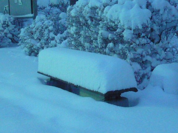 雪ん子もベンチはくつろげる場所なのか。